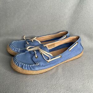 Ugg‎ Slip On Womens 8,5 Shoe Leather Moccasin Loafer Boat Shoe Cornflower Blue